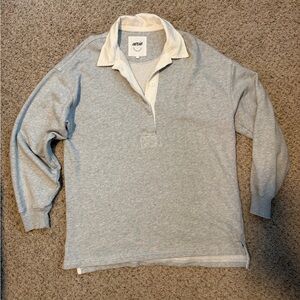 Aerie Gray and Cream Button-Up Sweatshirt